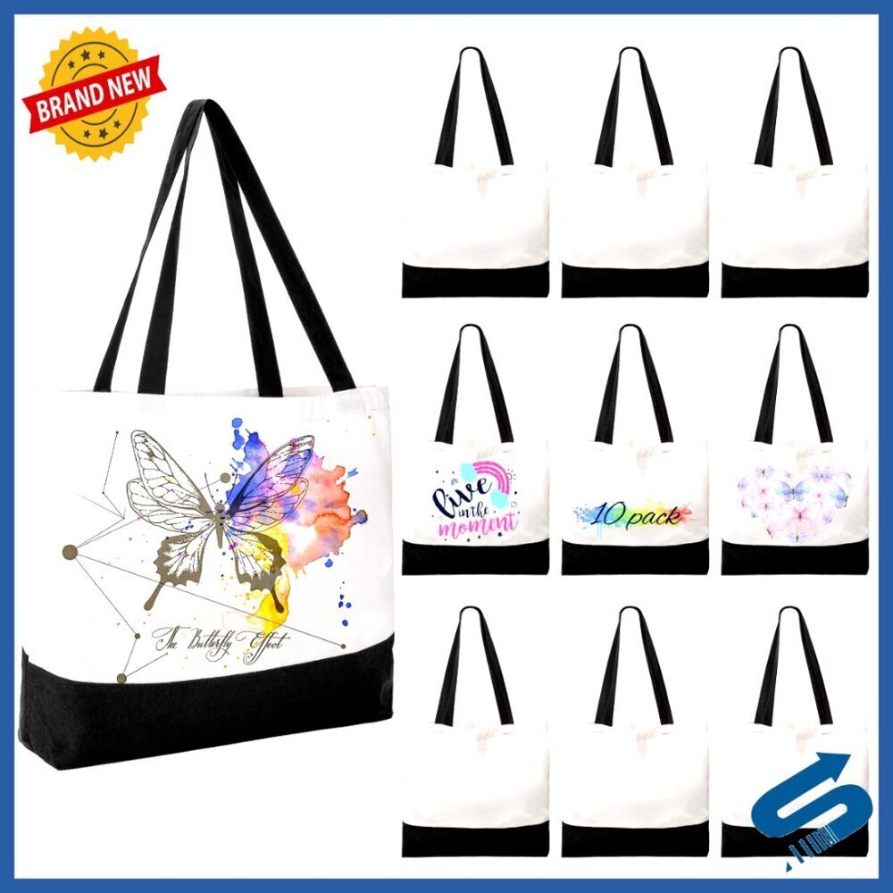 Large Canvas Tote Bags Bulk Sublimation Blanks Heavy Duty Reusable Grocery DIY